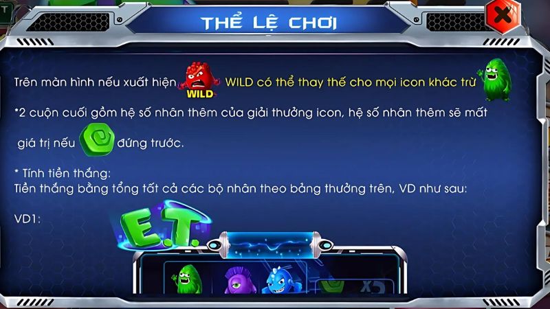 Ví dụ minh hoạ khi chơi Slot ET King52